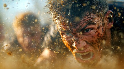 Muddy Warrior, Intense Face of Struggle and Grit