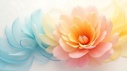 Fototapeta premium Background of Ethereal Glass Ribbon Petals in Citrus to Turquoise
