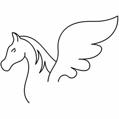 Obraz premium Majestic winged horse outline pegasus wings