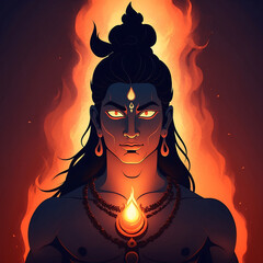 Lord Shiva, the destroyer and transformer in Hinduism, symbolizes meditation, power, and cosmic balance. He embodies divinity, stillness, dance, and the eternal universe.
