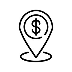 Dollar Location Icon – Money Pin Symbol for Finance and Navigation Apps