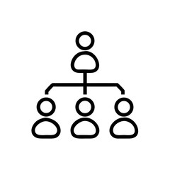 Team Hierarchy Line Icon – Organizational Structure with Leader and Team Members