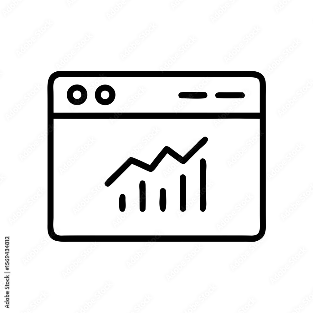 Poster web analytics graph icon – online growth and data chart symbol