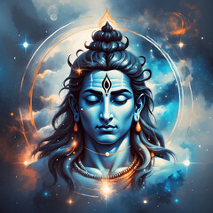 Lord Shiva, the destroyer and transformer in Hinduism, symbolizes meditation, power, and cosmic balance. He embodies divinity, stillness, dance, and the eternal universe.
