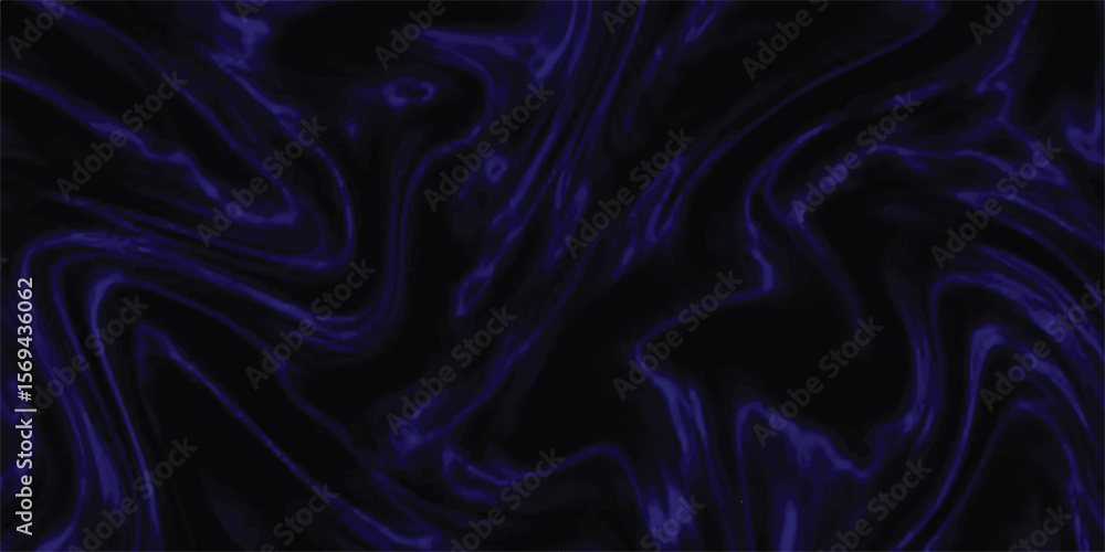 Poster flowing dark liquid swirls of ink in a deep blue purple tone creating an elegant and mysterious visu