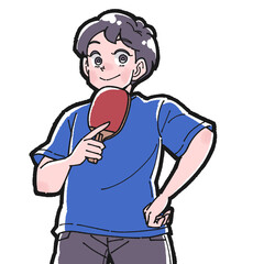 卓球をする男の子のイラスト