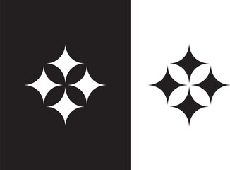 Four pointed star geometric pattern silhouette isolated on white background