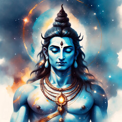 Lord Shiva, the destroyer and transformer in Hinduism, symbolizes meditation, power, and cosmic balance. He embodies divinity, stillness, dance, and the eternal universe.
