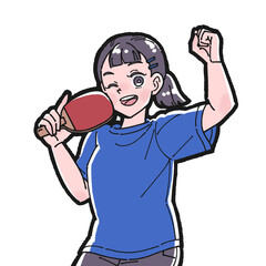 卓球をする女の子のイラスト