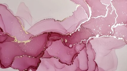 Elegant pink and gold abstract alcohol ink art creates a luxurious and decorative background with fluid marble textures - Powered by Adobe