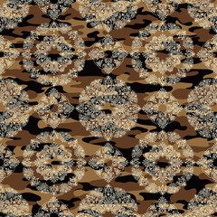 Seamless pattern composed of ornaments in a circle,
