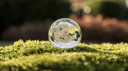 Glass Globe on Moss: A Symbol of Environmental Harmony