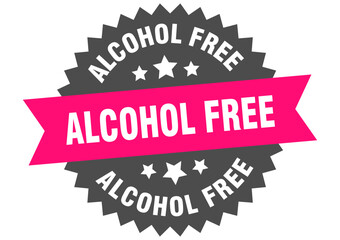 alcohol free. alcohol free round pink label isolated on transparent background