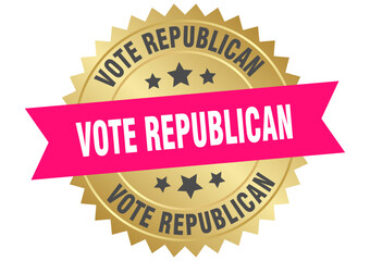 vote republican. vote republican round pink and gold label isolated on transparent background