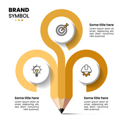 Infographic template. Pencil with 3 circles and icons