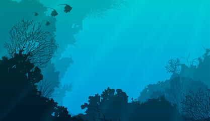 Vector sea background. Coral bottom	