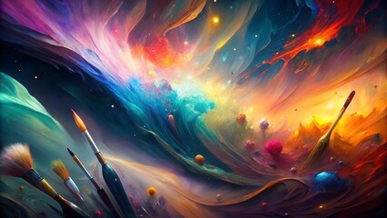 Abstract colorful vibrant paint brush strokes art background. Broad brushes, use of palette knife, dynamic, expressive, artistic, painterly pattern texture wallpaper backdrop

