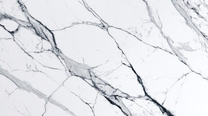 Fototapeta premium White Statuario marble slab with thick dark grey veining pattern in top view