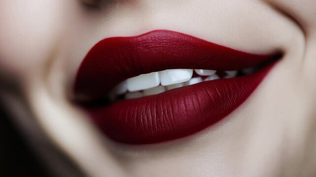 Beautiful woman's lips with bright lipstick, close up, perfect make up concept, glamour shot, make