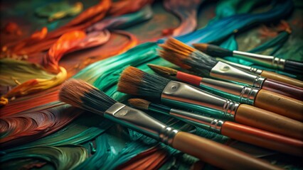 Abstract colorful vibrant paint brush strokes art background. Broad brushes, use of palette knife, dynamic, expressive, artistic, painterly pattern texture wallpaper backdrop
