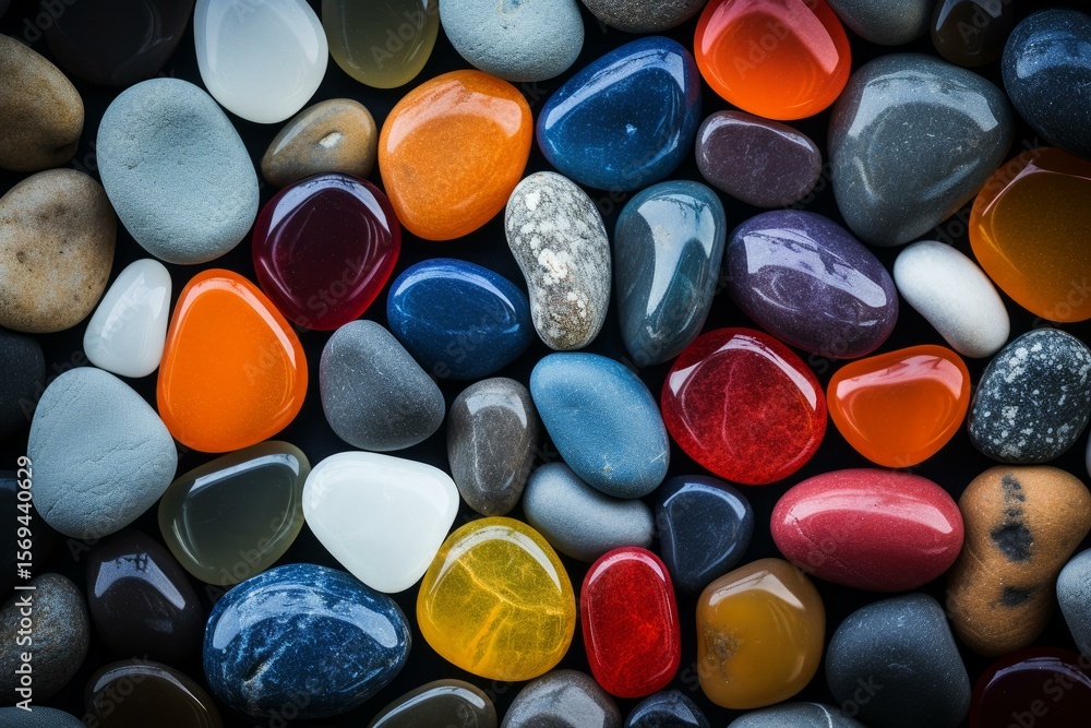 Poster assorted colorful stones creating a vibrant and textured pattern