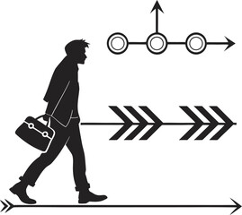 Obraz premium black silhouette vector of 5 step business timeline