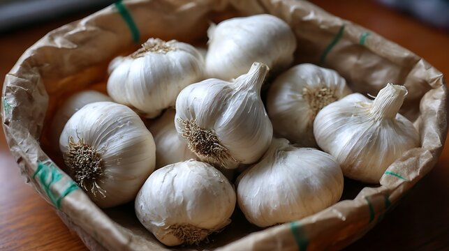 Fresh garlic packed in plastic bag / ビニール袋に詰められた新鮮なにんにく