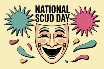 National Scud Day Celebration with Comedy Mask Design