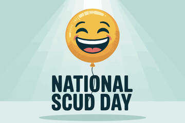 National SCUD Day Smiling Balloon Character with Light Beam Background