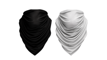 Stylish neck gaiters in black and white offer versatile face protection and fashion isolated on transparent background