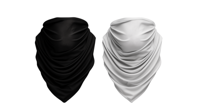 Stylish neck gaiters in black and white offer versatile face protection and fashion isolated on transparent background