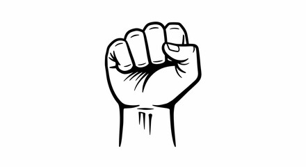 Black and White Vector Illustration of a Raised Fist