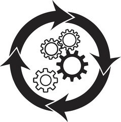 black silhouette vector of 6 step loop process