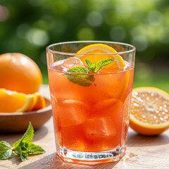 Refreshing Orange Iced Drink with Mint