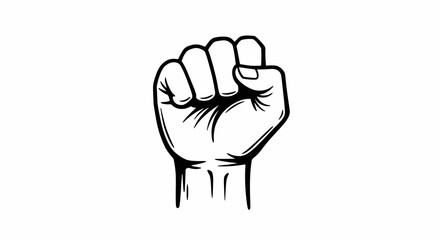 Black and White Raised Fist Graphic Design, Powerful Symbol
