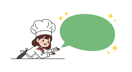 Cute chef character introducing delicious recipes and culinary tips for food lovers worldwide