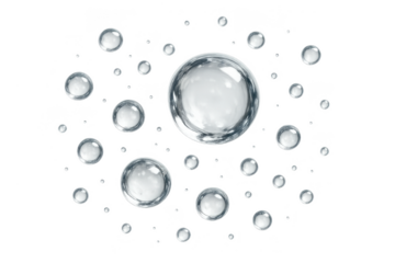 Abstract collection of water droplets isolated on transparent background image.