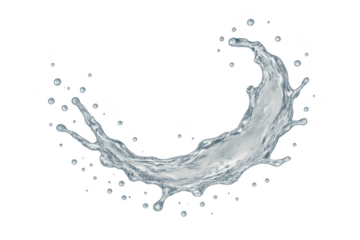 Dynamic water splash isolated on transparent background for design use, clean