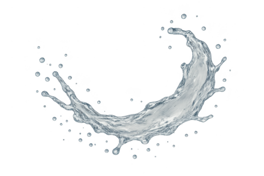 Dynamic water splash isolated on transparent background for design use, clean