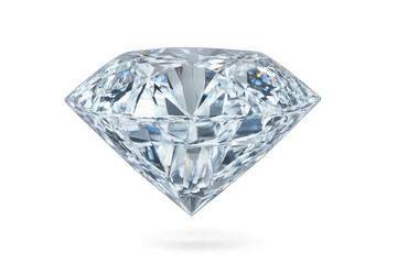 Brilliant cut diamond isolated on transparent background, precious gemstone render