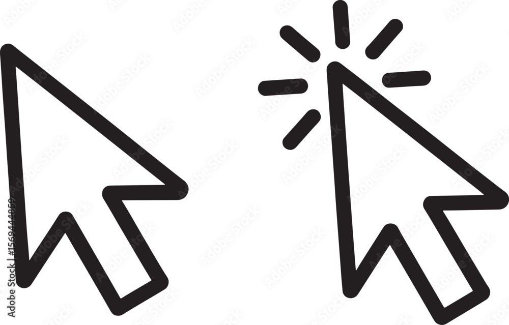 Poster two black computer mouse cursor icons silhouette isolated on white background