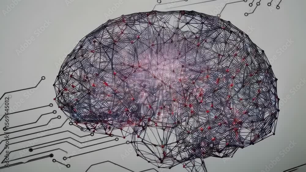 Poster a digital brain with a network of connections symbolizes artificial intelligence and future technolo