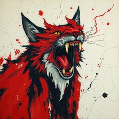 Hellcat Scream on Crimson Canvas