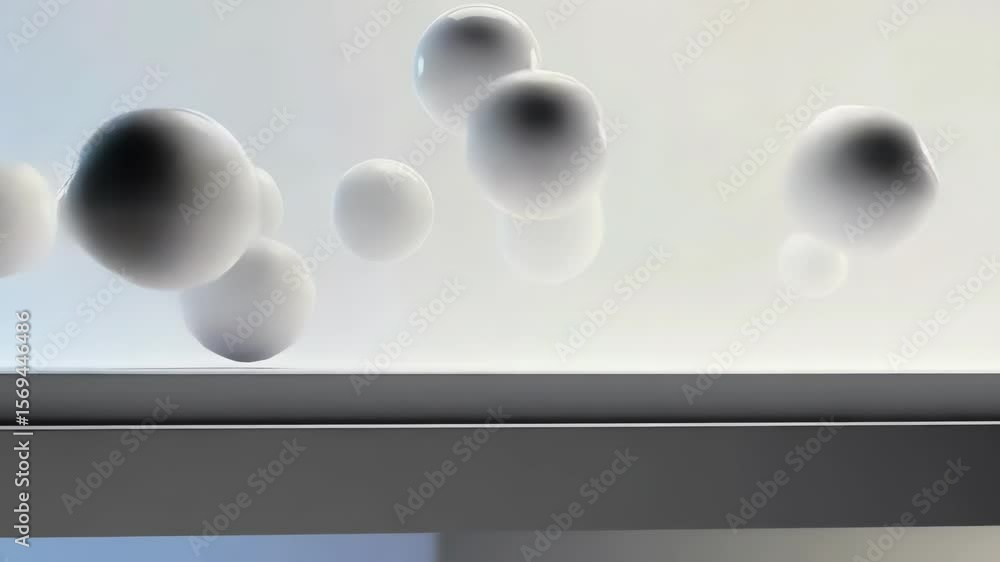 Aufkleber floating white spheres create a modern and clean abstract background with minimalist geometric shape