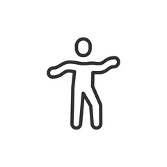 Person making wave motion with arms, linear icon. Dance style with fluid movements. Line with editable stroke.