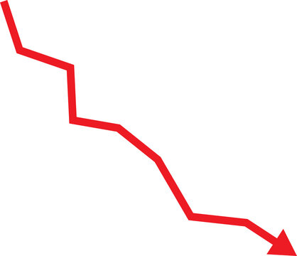 Red arrow graphic indicating a sharp downward trend on a white background