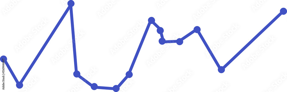 Poster abstract blue line graph with dots showing fluctuating data trends