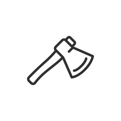 Axe, linear icon. Woodcutting and forestry hand tool. Line with editable stroke.