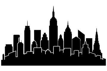 Naklejka premium Vector art of silhouette of a modern city skyline