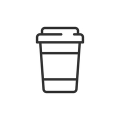 Takeaway coffee cup, linear icon. Portable drink container for on-the-go. Line with editable stroke.